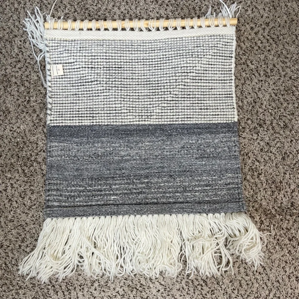 Sugarboo & Co Wall Hanging Tapestry Bohemian Decor Neutral Gray Cream Fringe Art